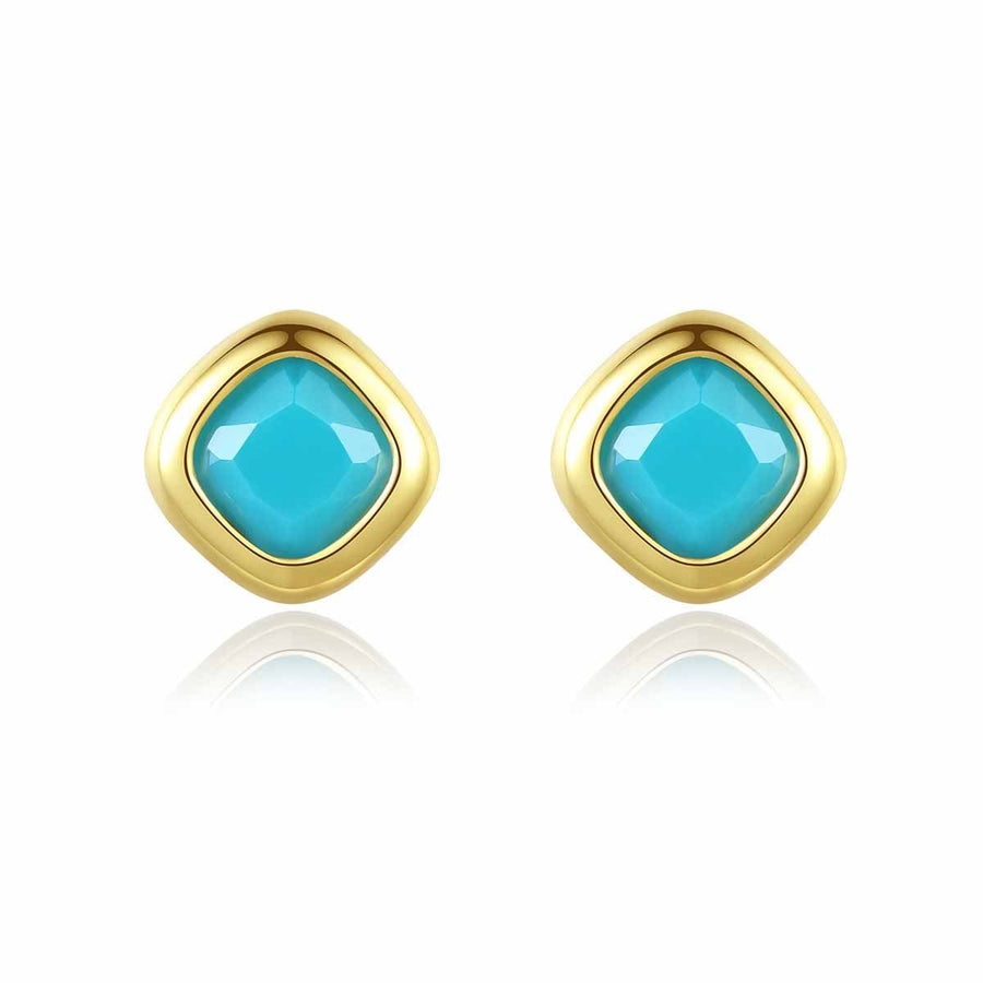 Geometry Blue Crystal Rhombus Sterling Silver Stud Earrings