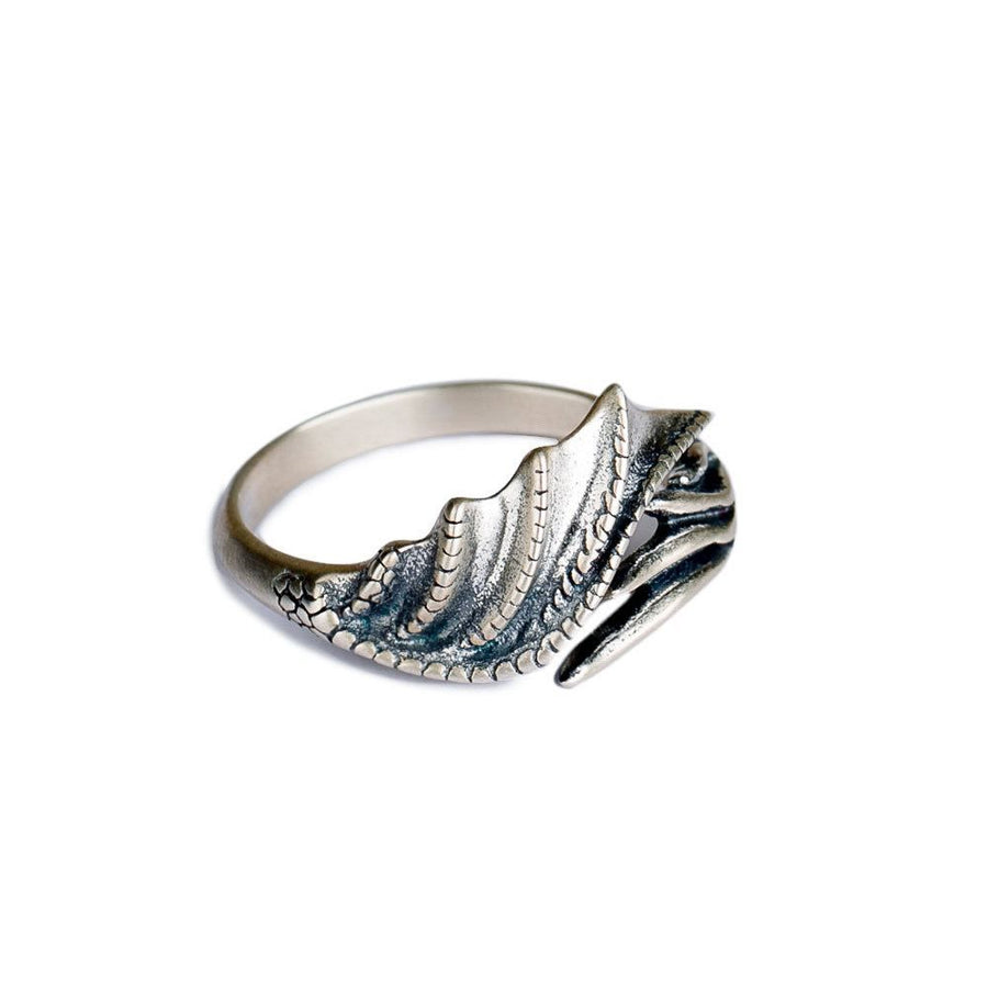 Modern Dragon Wings Sterling Silver Adjustable Ring