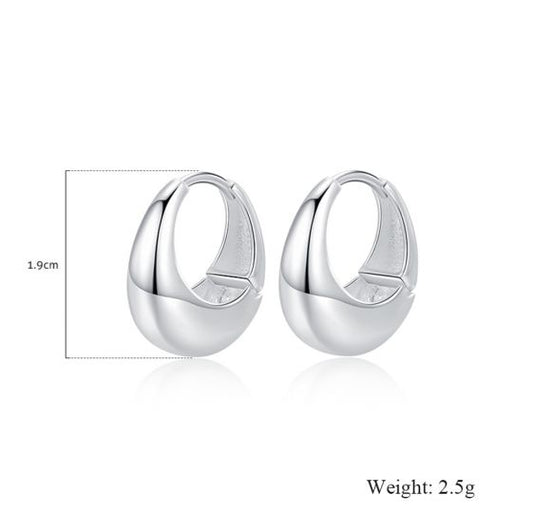 Geometric Minimalist 925 Sterling Silver Hoop Earrings