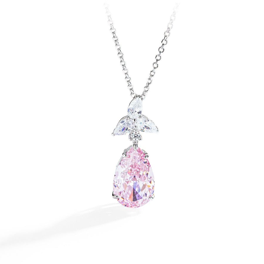 Teardrop Cubic Zirconia Pendant Necklace with 925 Sterling Silver Chain