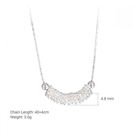 Geometric Beaded 925 Sterling Silver Bamboo Chain Necklace