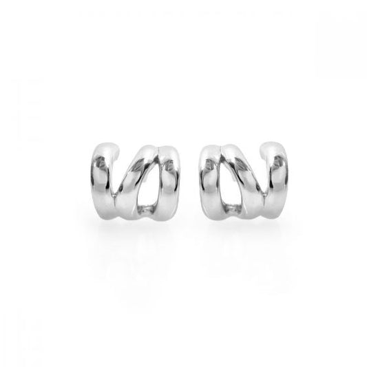 Geometric Twist 925 Sterling Silver Hoop Earrings