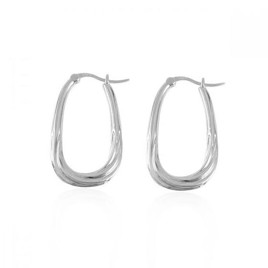 U-Shape Geometric 925 Sterling Silver Hoop Earrings