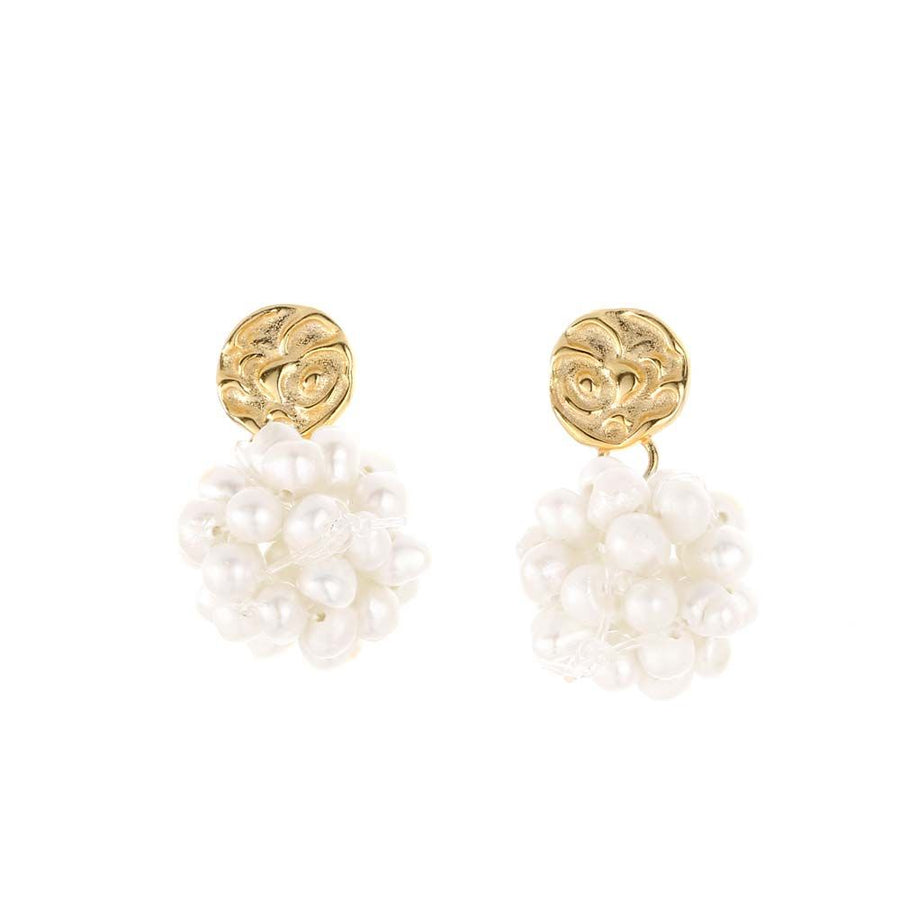 Freshwater Pearl Flower Dangling Earrings, 925 Sterling Silver