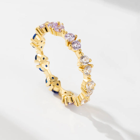 Sterling Silver Created Blue Sapphire Eternity Ring