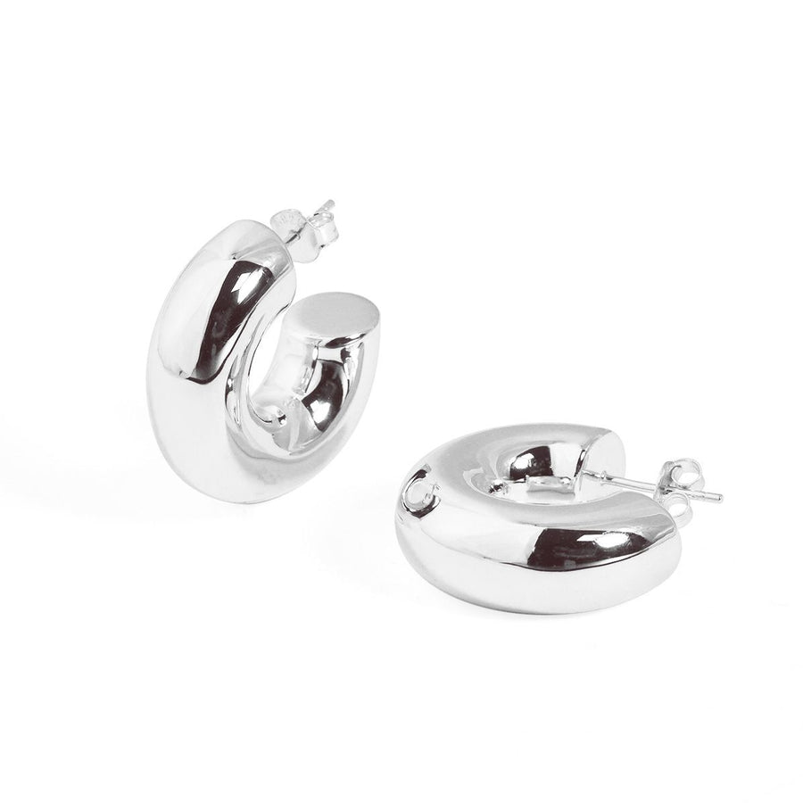 Electroformed C-Shape Tube Hoop Earrings in 999 Sterling Silver