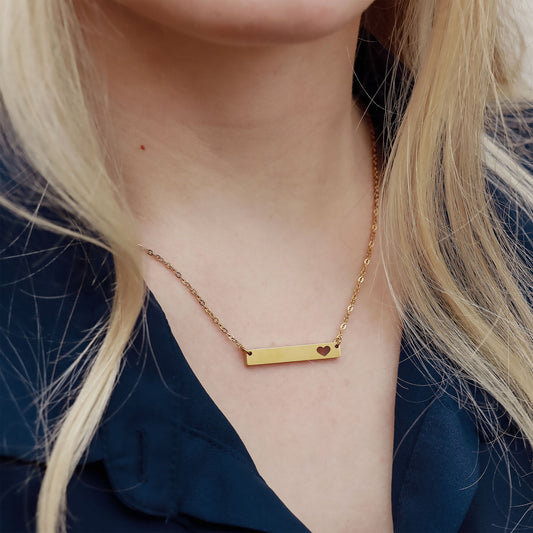 18K Gold PVD Cutout Heart Bar Necklace