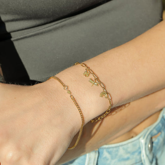 14K Solid Gold Horizontal Heart Connector Charm