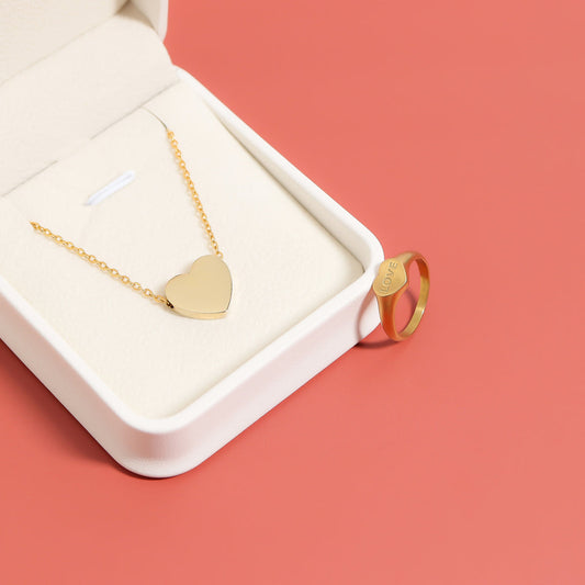 18K Gold PVD Blank Heart Necklace