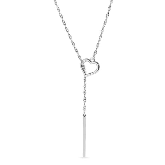 18K Gold PVD Stainless Steel Heart Lariat Necklace
