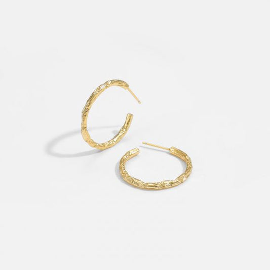 Geometry Tinfoil Circle 925 Sterling Silver Hoop Earrings