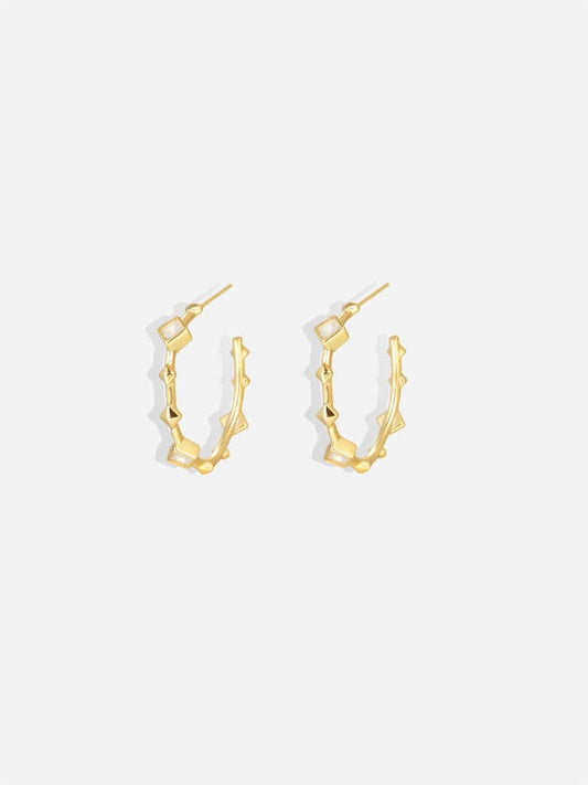 Gold Plated Princess Cut Hoop Earrings