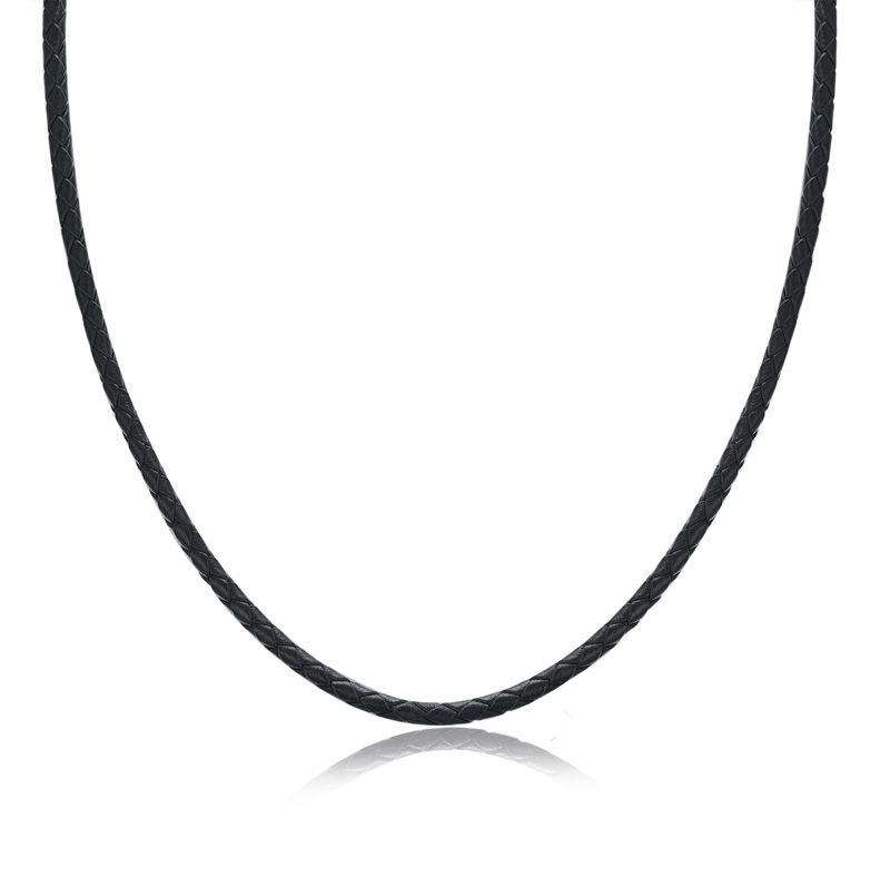 Handmade Cattle Hide Leather Necklace with 925 Sterling Silver