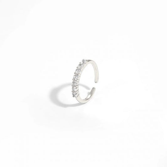 Anniversary Heart Stacker Ring, 925 Sterling Silver Adjustable
