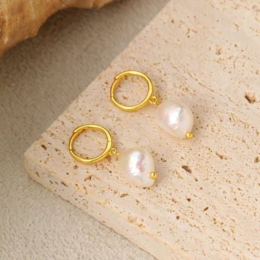 Baroque Pearl Sterling Silver Dangling Earrings