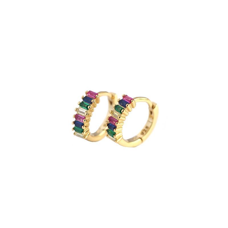 Geometry Rectangle Crystal Circle Hoop Earrings