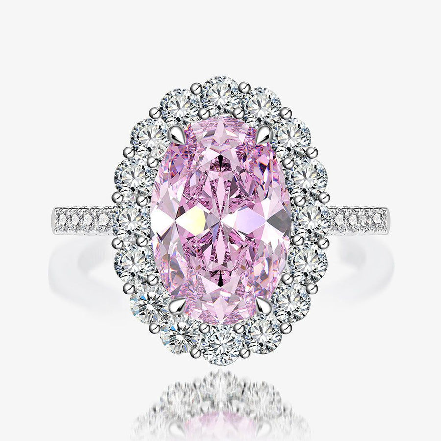 Oval Created High Carbon Diamond Ring, 5.6 Carat 925 Sterling Silver