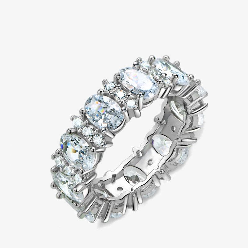 Oval Created High Carbon Diamond 925 Sterling Silver Ring
