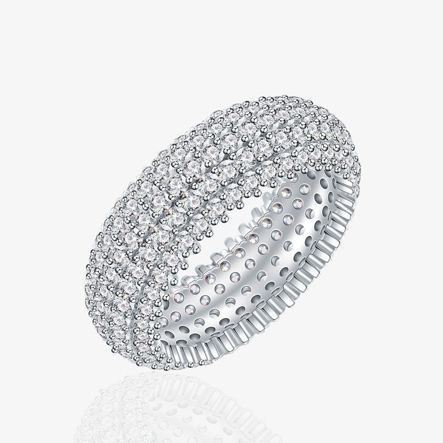 Micro-Set Crystal Arc Adjustable Ring in 925 Sterling Silver