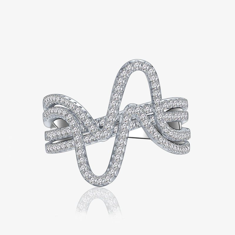 Double Layer Curved Lines Adjustable Sterling Silver Ring
