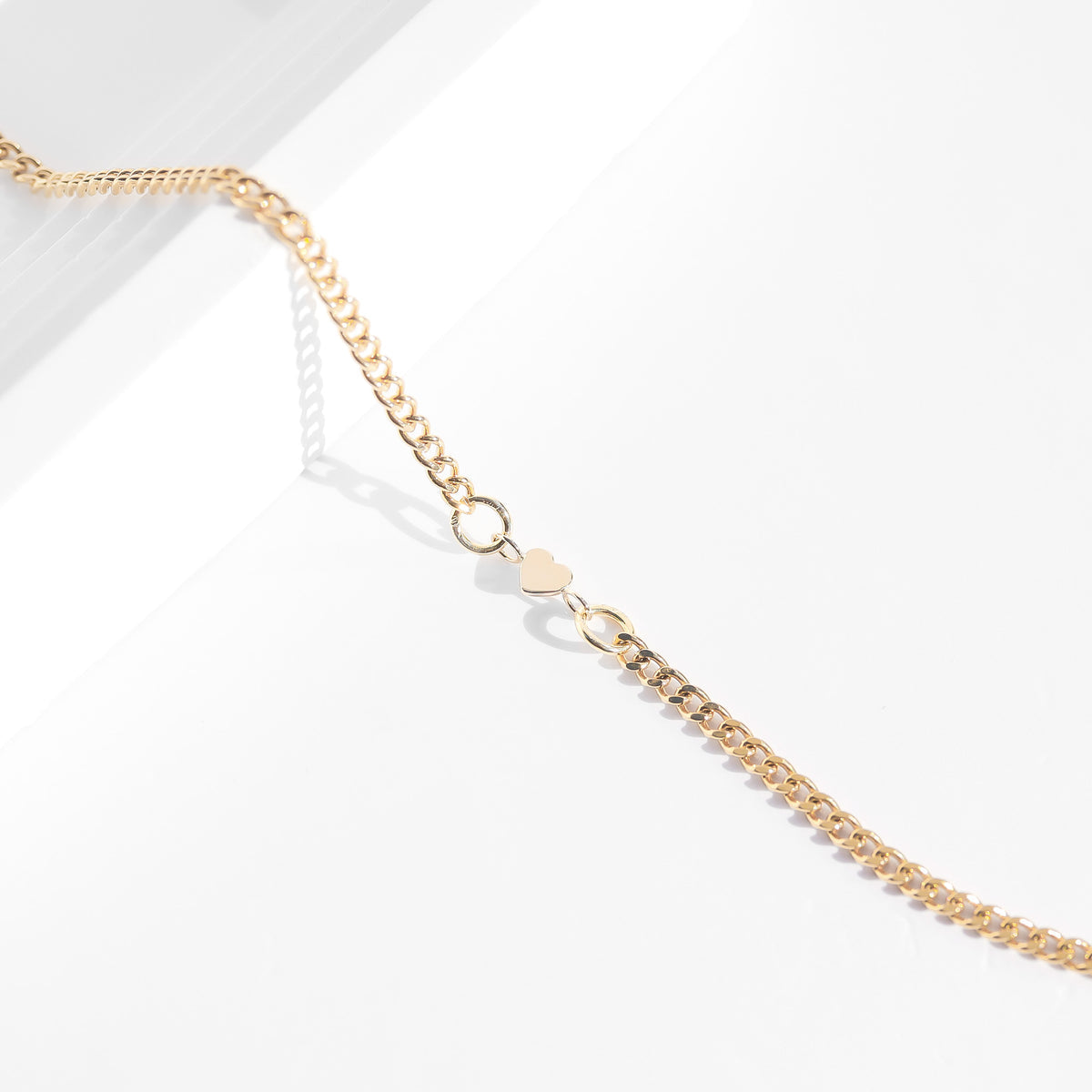 14K Solid Gold Horizontal Heart Connector Charm