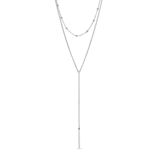 18K Gold PVD Drop Bar Lariat Necklace