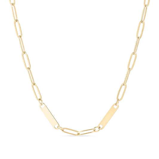 18K Gold PVD Paperclip Two-Bar Engravable Necklace