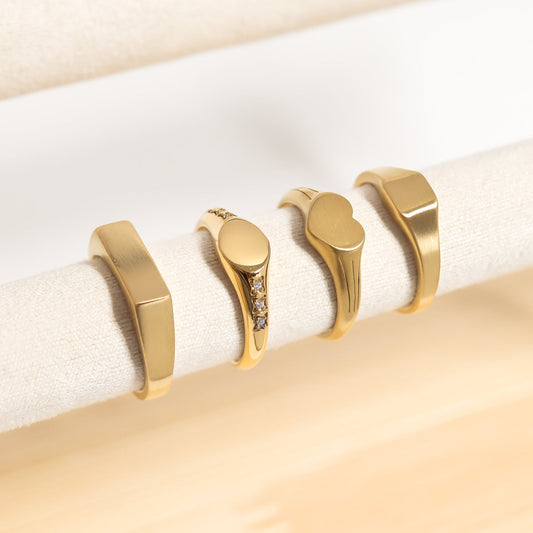 18K Gold PVD Rectangle Engravable Signet Ring