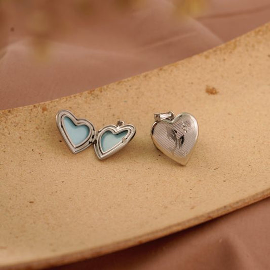 Mother and Child Dolphin Locket Pendant with CZ Star, 925 Sterling Silver