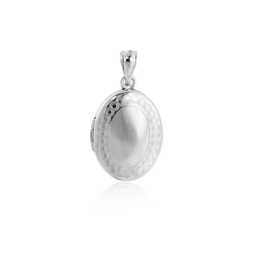 Oval Locket Pendant with Cubic Zirconia in 925 Sterling Silver