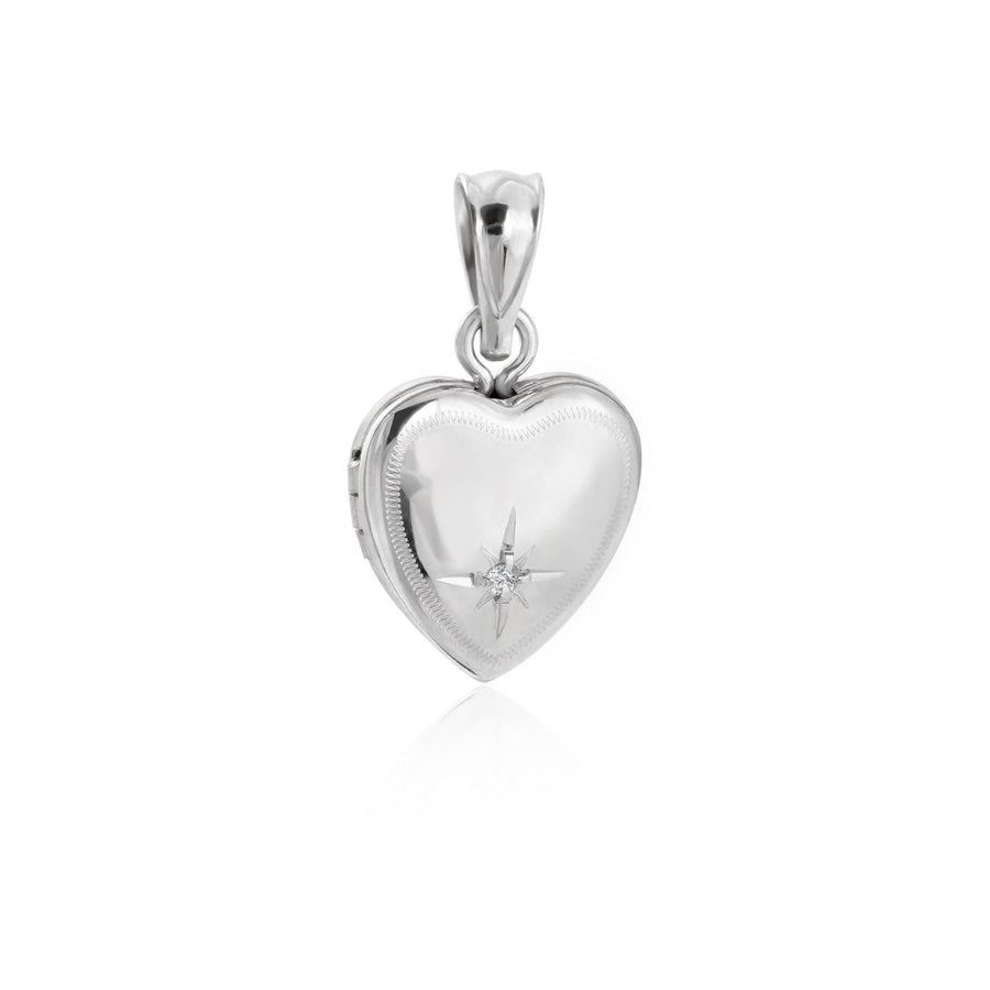 Crystal Star Drop Locket Pendant in 925 Sterling Silver