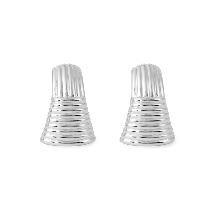 Chunky Electroformed Hollow Geometry Sterling Stud Earrings