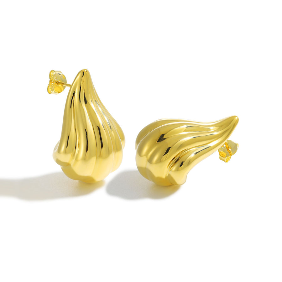 Electroformed Irregular Hollow Conch Sterling Silver Earrings