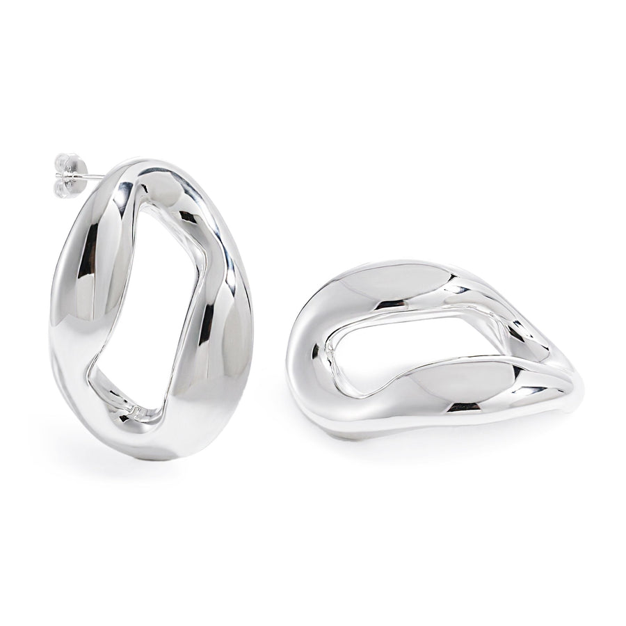Electroformed Hollow Irregular Circle Sterling Silver Stud Earrings