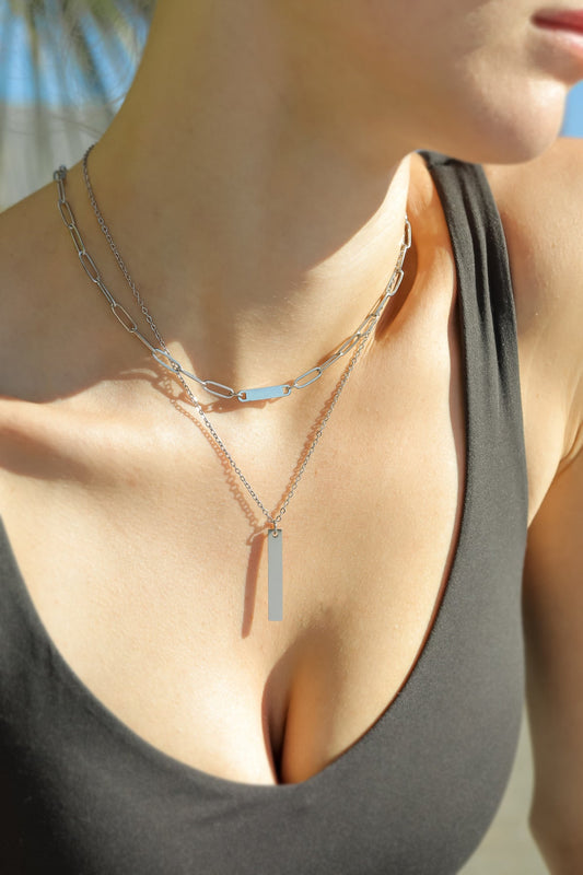 18K PVD Gold Vertical Bar Necklace