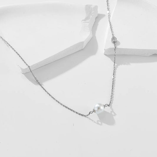 Sterling Silver Shell Pearl Necklace