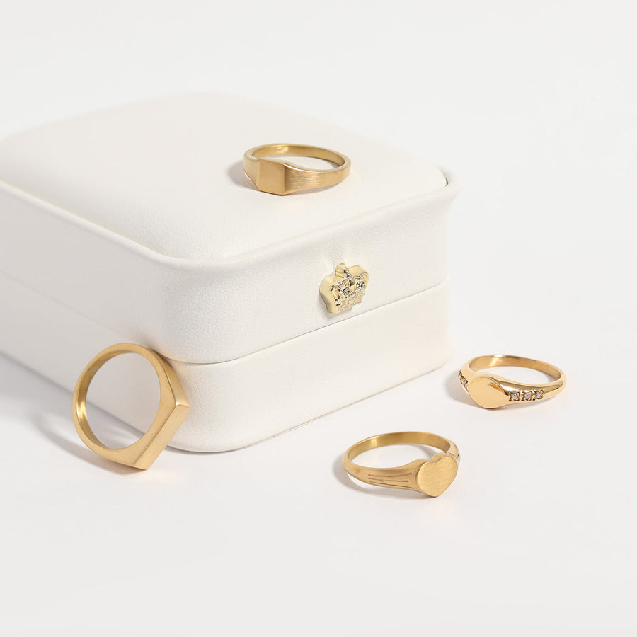 Men's gold square engravable signet ring sized for the pinky finger — Vivianne Rae