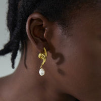 Large Irregular Pearl Knot Sterling Silver Stud Earrings