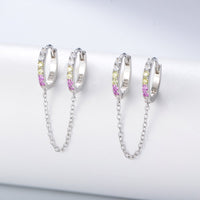 Double Piercing Dangle Chain Hoop Earrings