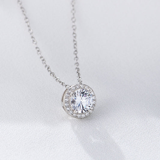 Sterling Silver Round Cubic Zirconia Necklace