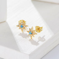 Sterling Silver Opal Hexagram Earrings