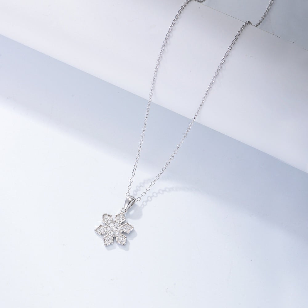 Cubic Zirconia Snowflake Pendant Necklace