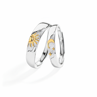 Sun Moon Dual-Color Open Band Couple Ring Set