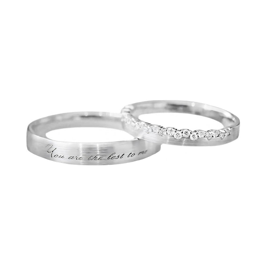 Engraved Couple Ring Set, .925 Sterling Silver