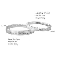 Engraved Couple Ring Set, .925 Sterling Silver