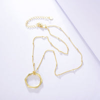 Gold Hollow Hexagon Pendant Necklace