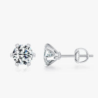 Sterling Silver 1 Carat D Color Moissanite Stud Earrings