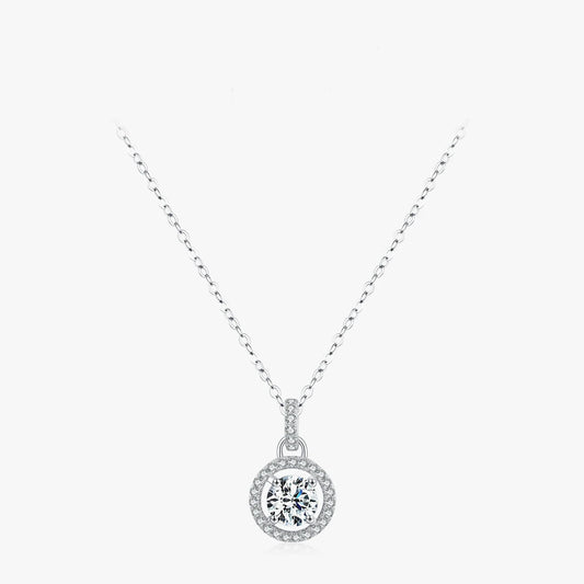 Sterling Silver 1 Carat D Color Moissanite Pendant Necklace