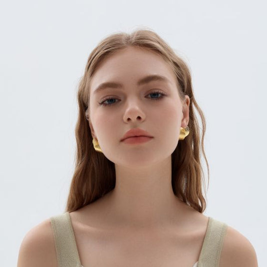 Chunky Double Geometry Cross Stud Earrings