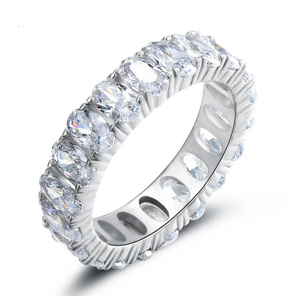 Sterling Silver Cubic Zirconia Eternity Oval Ring